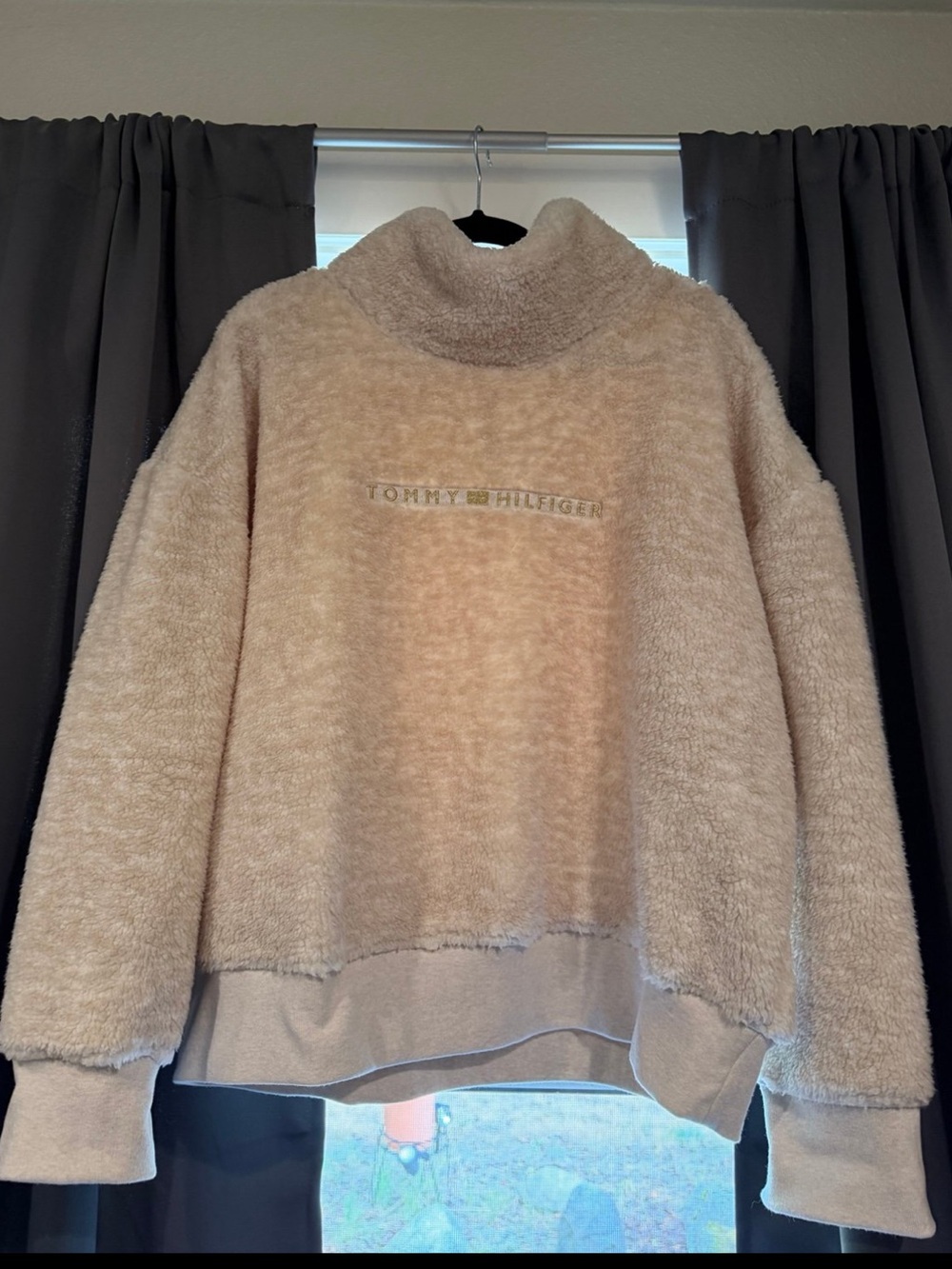 Tommy Hilfiger Cream Sherpa Funnel Pullover